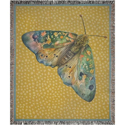 Forest Moth 100% Cotton Woven Art Throw Blanket 50x60