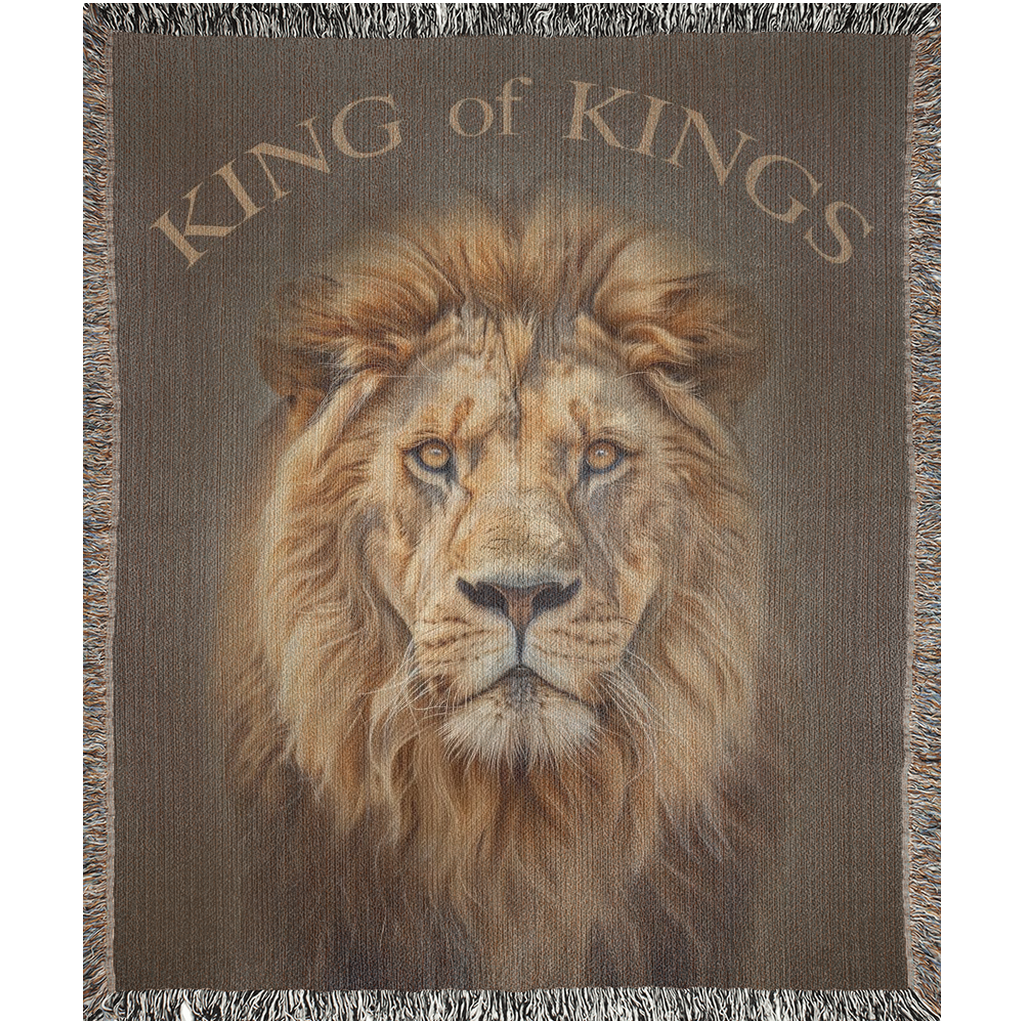 King of Kings Lion Jesus 100% Cotton Woven Art Throw Blanket 50x60