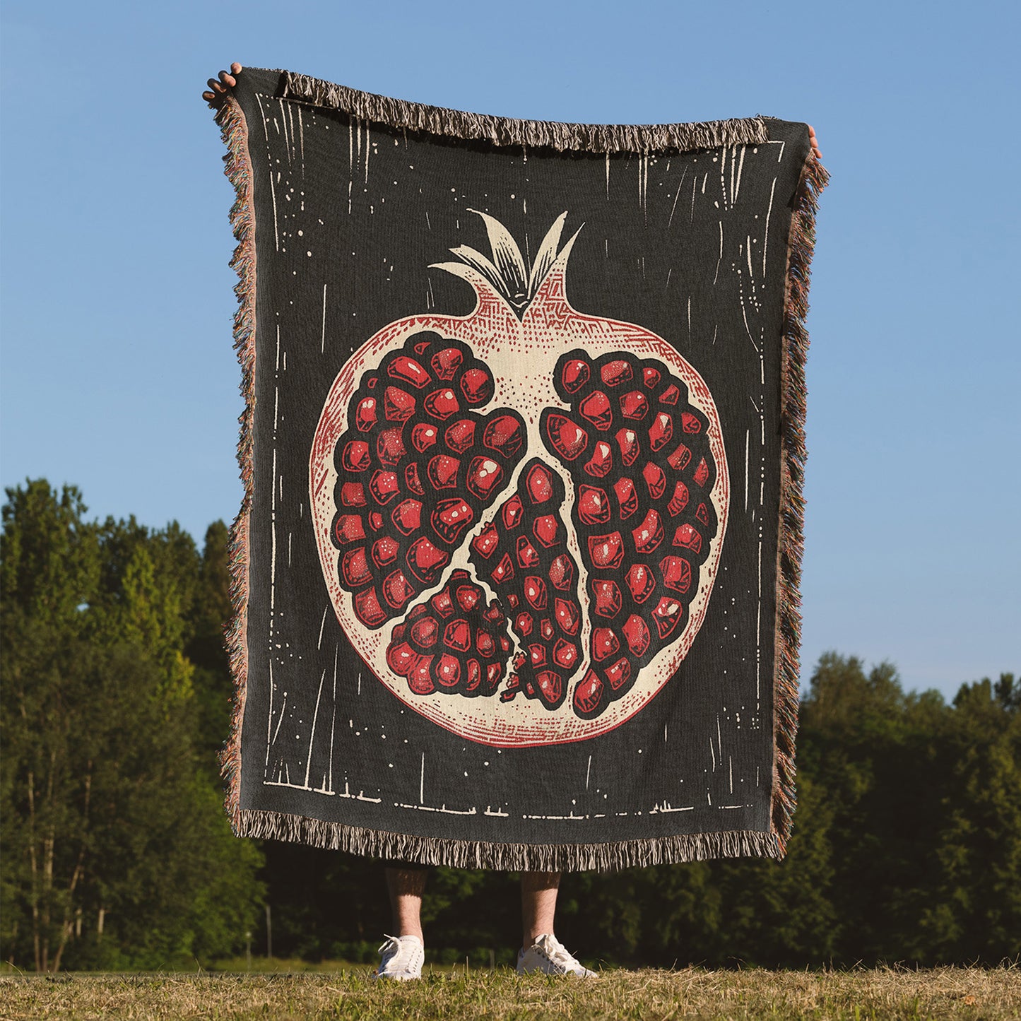 Abundance, The Pomegranate 100% Cotton Woven Art Throw Blanket 50x60