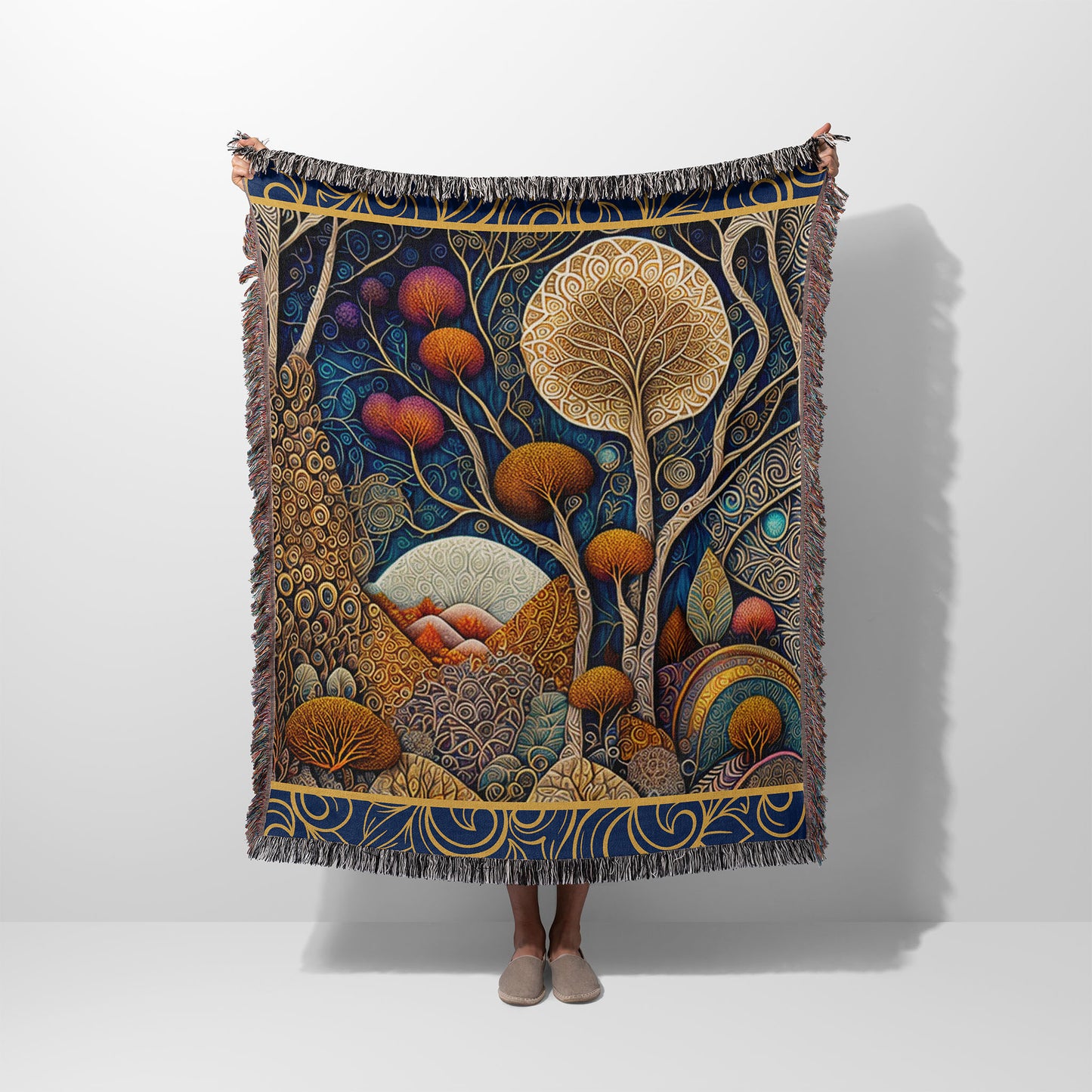 Woven Blanket with Abstract landscape