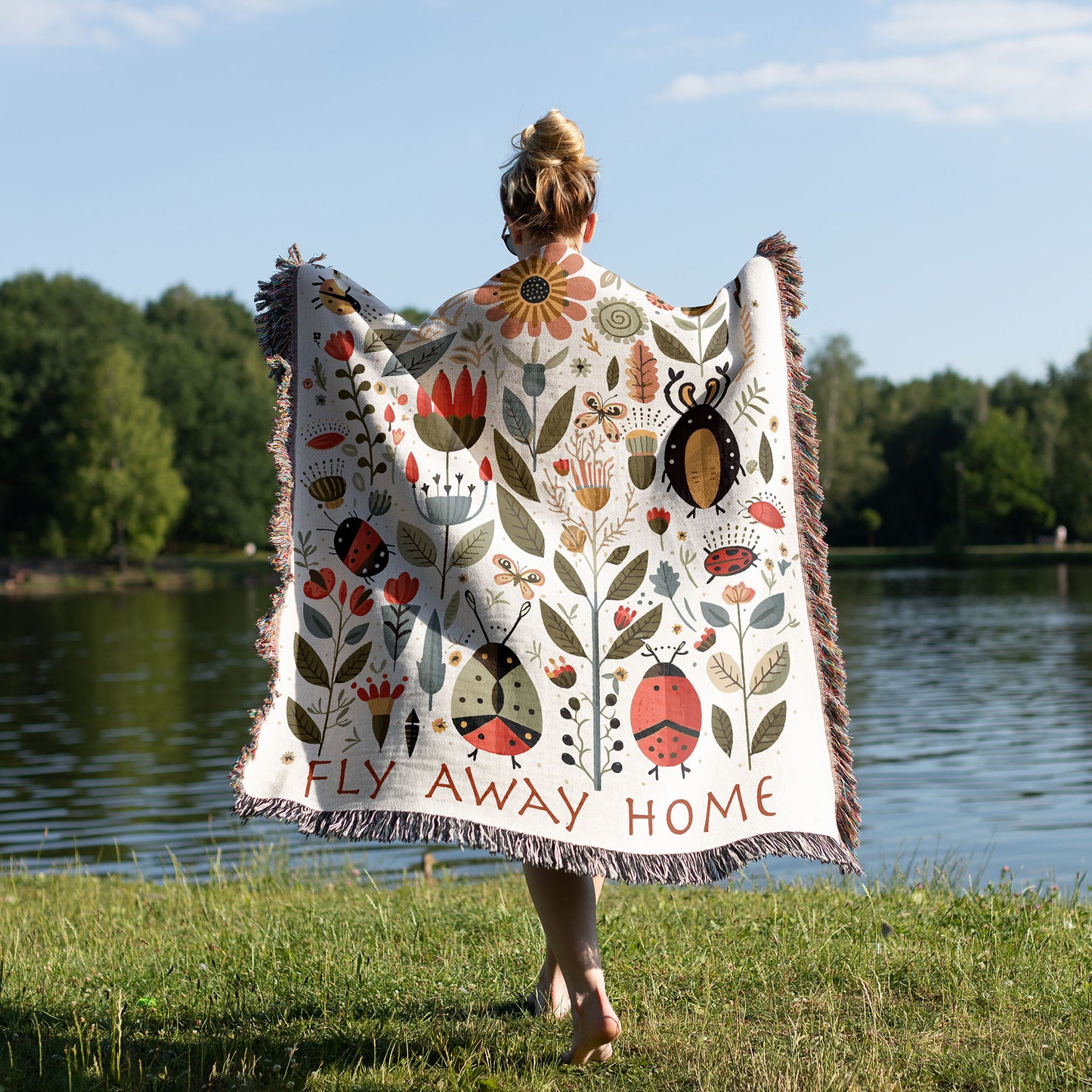 Ladybug Ladybug 100% Cotton Woven Art Throw Blanket 50 x 60