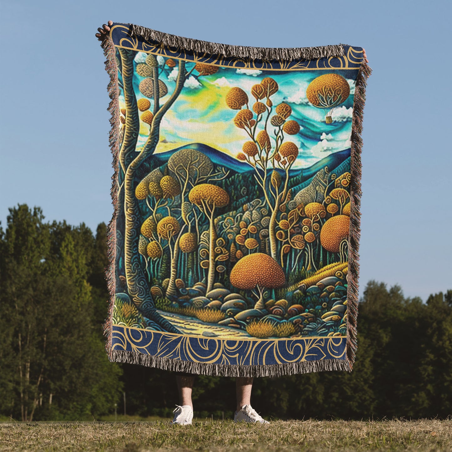 Up Up and Away 100% Cotton Woven Art Throw Blanket 50x60