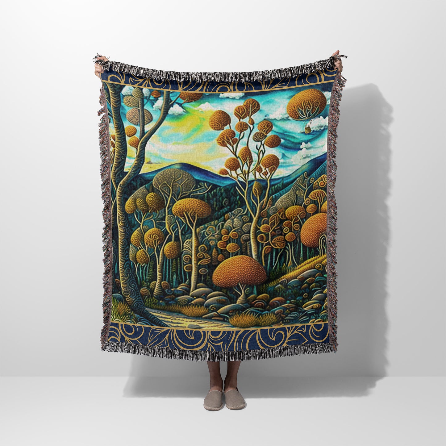 Up Up and Away 100% Cotton Woven Art Throw Blanket 50x60