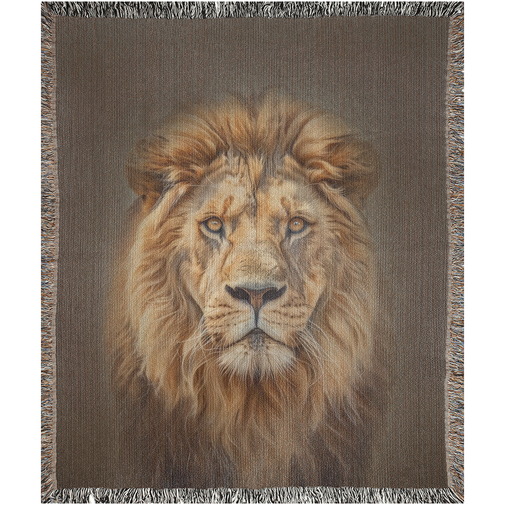 Lionheart Lion 100% Cotton Woven Art Throw Blanket 50x60