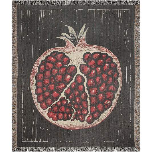 Abundance, The Pomegranate 100% Cotton Woven Art Throw Blanket 50x60